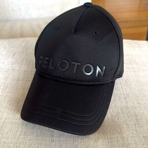 Peloton Hat Embossed Logo Black on Black Adjustable Strapback Cap Unisex